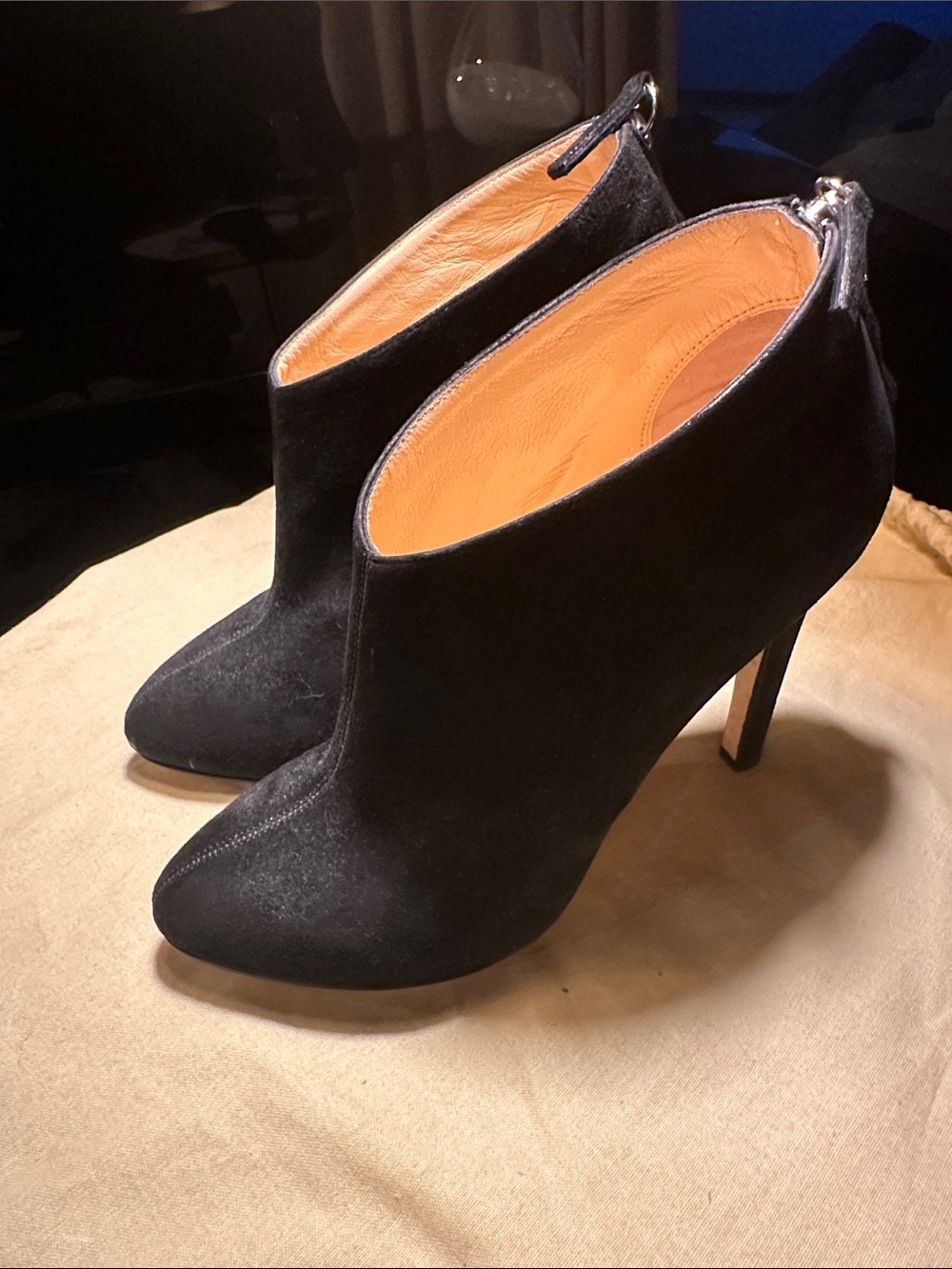 Barneys New York Black Suede Pointed Ankle Booties - Picture 2 of 4